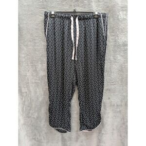 Minimalist Pajama Sleep Pants Women Medium Stars Above Black Geometric Pattern